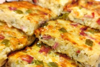 Πατατόπιτα με ζαμπόν και γκούντα