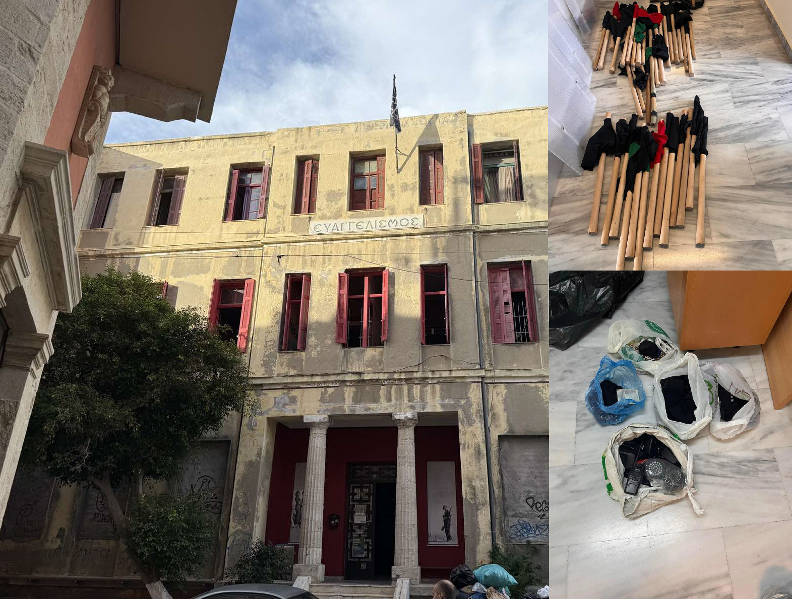 Ηράκλειο: Έξι συλλήψεις για την επίθεση στον Μάκη Βορίδη- Βρέθηκαν καδρόνια, σφυριά και μάσκες  στην κατάληψη του «Ευαγγελισμού»