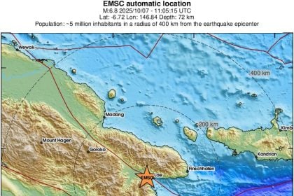 Ισχυρός σεισμός 6,8 Ρίχτερ στην Παπούα Νέα Γουινέα