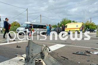 Πύργου-Ολυμπίας: Τρεις τραυματίες σε σφοδρή σύγκρουση 3 οχημάτων στο Λαμπέτι