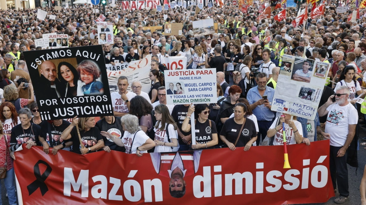 Διαδήλωση στη Βαλένθια έναν χρόνο μετά τις φονικές πλημμύρες με τους 229 νεκρούς