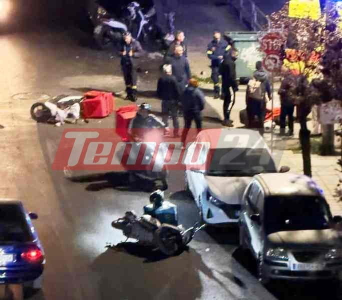 Πάτρα: Σφοδρή σύγκρουση “ντελιβεράδων” - Δύο τραυματίες (ΦΩΤΟ)