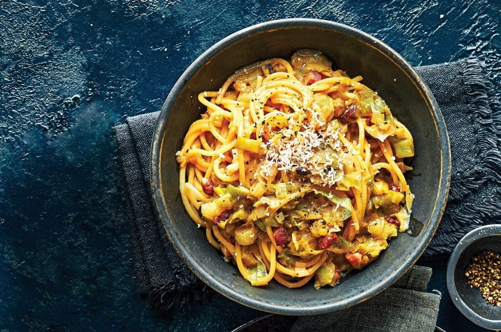 Καρμπονάρα με πράσο