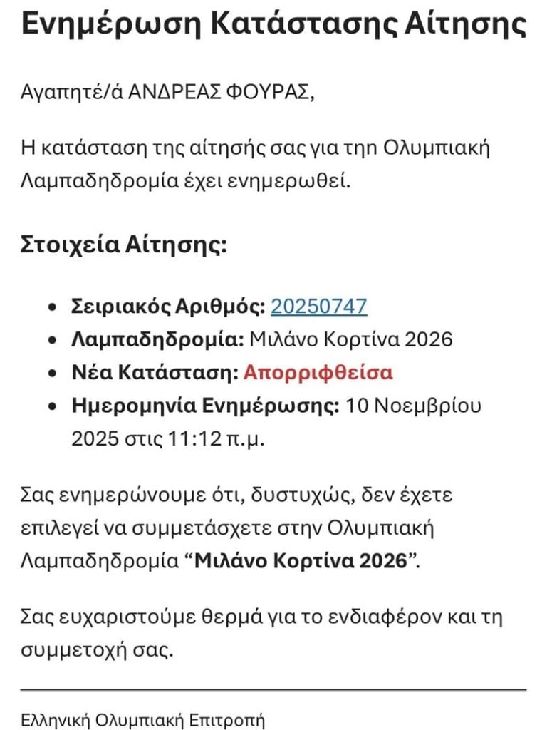 "΄Εκοψαν" τον Ανδρέα Φούρα από λαμπαδηδρόμο - Η αντίδρασή του
