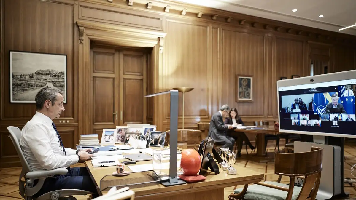 O Κυριάκος Μητσοτάκης συμμετείχε στην τηλεδιάσκεψη της «Συμμαχίας των Προθύμων» για την Ουκρανία