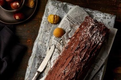 Σοκολατένιος κορμός με κάστανο