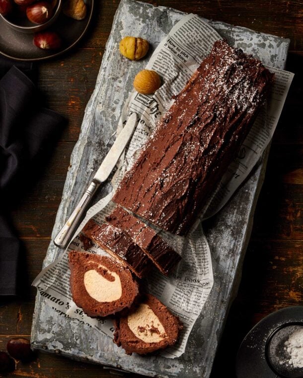 Σοκολατένιος κορμός με κάστανο