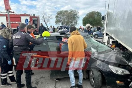 Τροχαίο στην Παραλία Πατρών - ΙΧ "καρφώθηκε" σε φορτηγό, τραυματίστηκε έγκυος (ΦΩΤΟ)