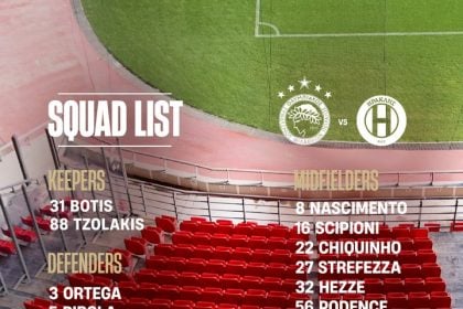 Ολυμπιακός: Με Ρέτσο η ερυθρόλευκη αποστολή για τον αγώνα Κυπέλλου με τον Ηρακλή