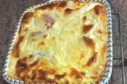 Σουφλέ μελιτζάνας με τυριά και αλλαντικά