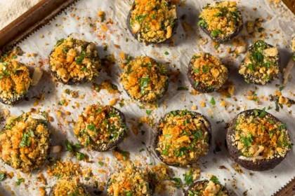 Γεμιστά μανιτάρια με αρωματικό βούτυρο και παρμεζάνα