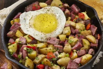 Corned beef με αυγά και πατάτες