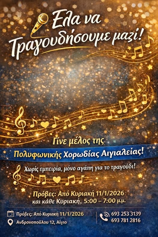 Έναρξη νέας μουσικής χρονιάς της Πολυφωνικής Χορωδίας Αιγιαλείας - Δείτε αναλυτικά