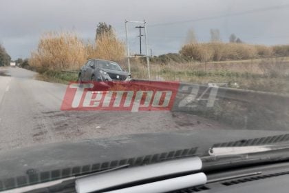 Η κακοκαιρία προκάλεσε τροχαίο στην Πατρών Πύργου-ΦΩΤΟ