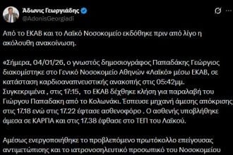 Άδωνις Γεωργιάδης για Γιώργο Παπαδάκη: Εκφράζω στους οικείους του τα ειλικρινή μου συλλυπητήρια, η Ελλάδα πενθεί μαζί τους