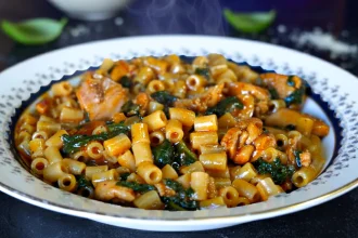 Κοφτό μακαρονάκι με σπανάκι και κοτόπουλο