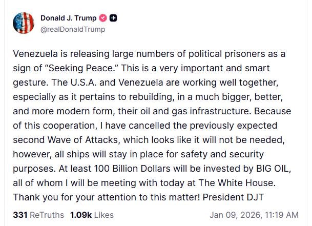 Τραμπ: "Ακύρωσα το δεύτερο κύμα επίθεσης στη Βενεζουέλα"