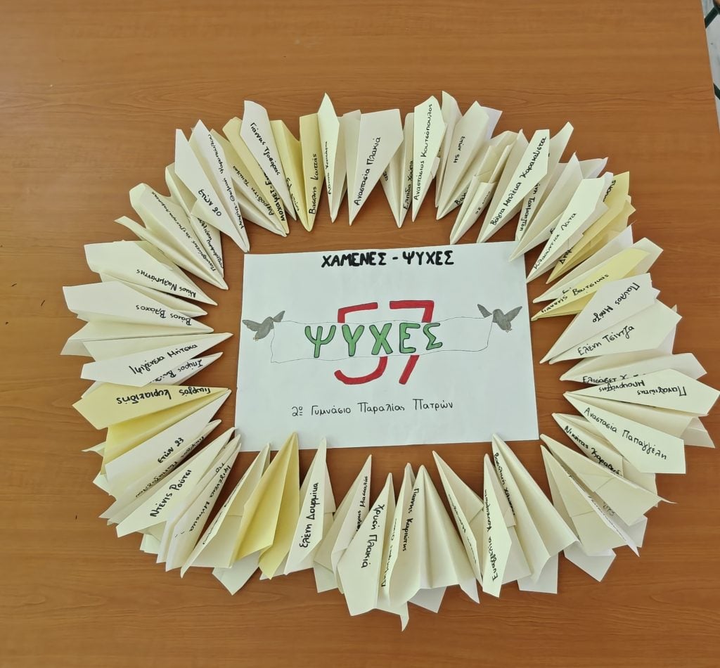 Δράση μνήμης από το 2ο Γυμνάσιο Παραλίας Πατρών για την τραγωδία των Τεμπών