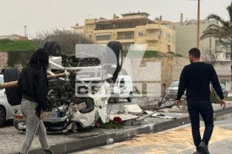 Ανατράπηκε όχημα στην παραλιακή Ηρακλείου