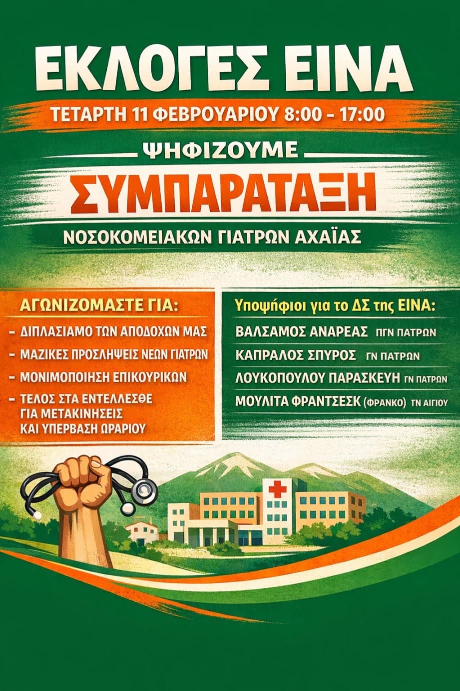 ΠΑΣΟΚ Αχαΐας: Η συμπαράταξη Νοσοκομειακών Γιατρών αλλάζει άρδην το τοπίο στην ΕΙΝΑ