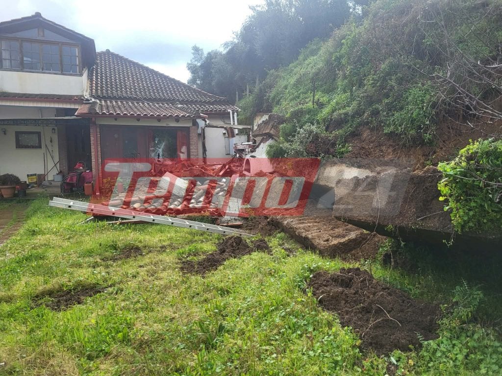 Ηλεία: Αποκλεισμένη η Δίβρη λόγω καθίζησης του δρόμου στην 111 - Κατολίσθηση καταπίνει... σπίτι (ΦΩΤΟ)