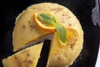 Σιμιγδαλένιος χαλβάς με χυμό πορτοκαλιού