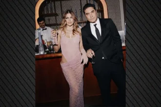 Η Κλέλια Ανδριολάτου και ο Χριστόφορος Παπακαλιάτης στο after party των BAFTA