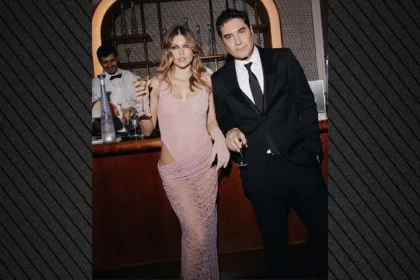 Η Κλέλια Ανδριολάτου και ο Χριστόφορος Παπακαλιάτης στο after party των BAFTA