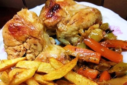 Κοτόπουλο τσιγαριστό με πράσα