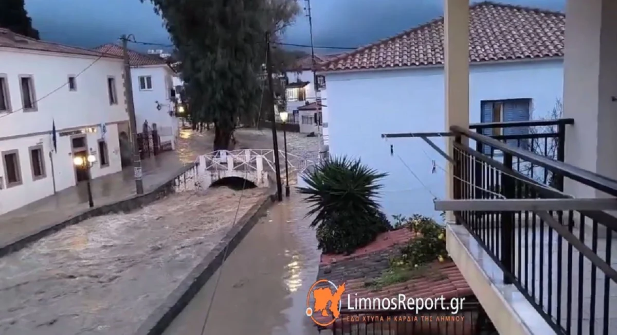 Σοβαρά προβλήματα από την κακοκαιρία στη Λήμνο: Πλημμύρισαν δρόμοι, ήχησε το 112 