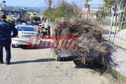 Μιντιλόγλι Πατρών: Τρακτέρ έμεινε χωρίς φρένα και βρέθηκε στην ...είσοδο σχολείου, η καρότσα έπεσε πάνω σε περιπολικό (ΦΩΤΟ)