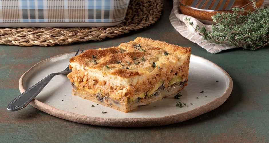 Νηστίσιμος μουσακάς με κιμά φακής