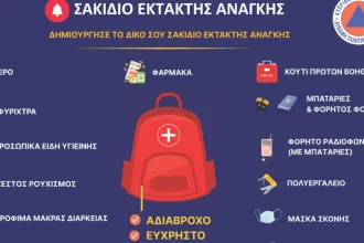 Το υπουργείο Εσωτερικών της Κύπρου καλεί τους πολίτες να φτιάξουν προληπτικά σακίδιο έκτακτης ανάγκης